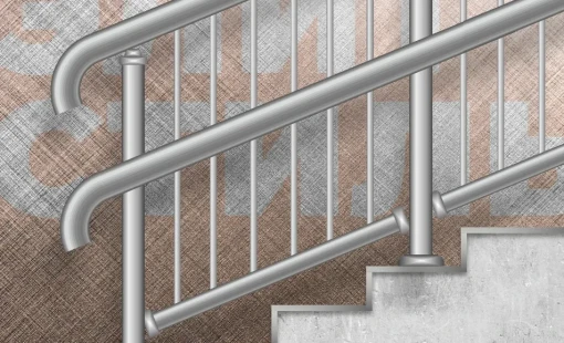 Перила для школ и садов с 2 поручнями, с шагом ригеля 100мм